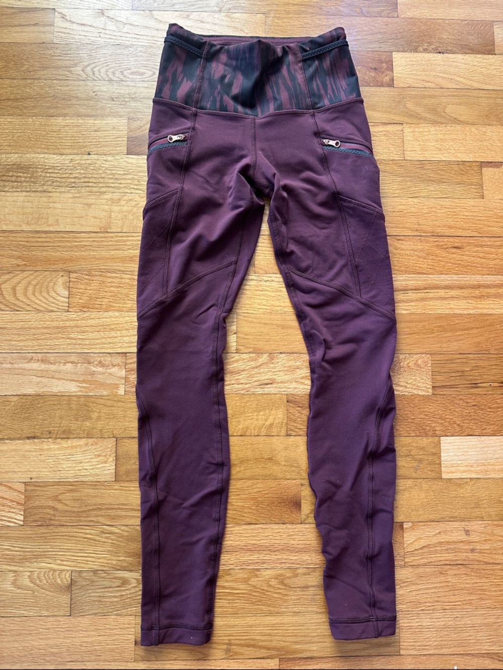 lululemon athletica Plum Leggings with Patterned Waistband